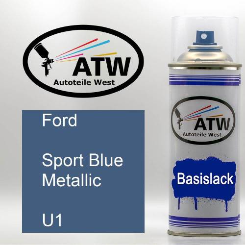 Ford, Sport Blue Metallic, U1: 400ml Sprühdose, von ATW Autoteile West.